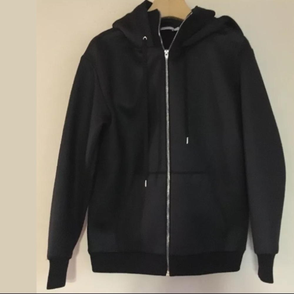 T by Alexander Wang Black Neoprene Hoodie Size XS